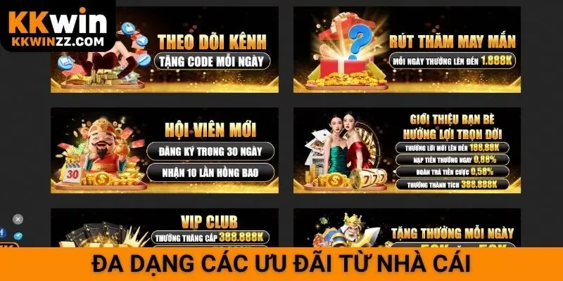 Đa dạng các ưu đãi từ nhà cái