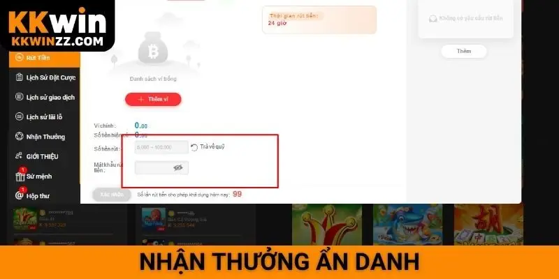 Nhận thưởng ẩn danh